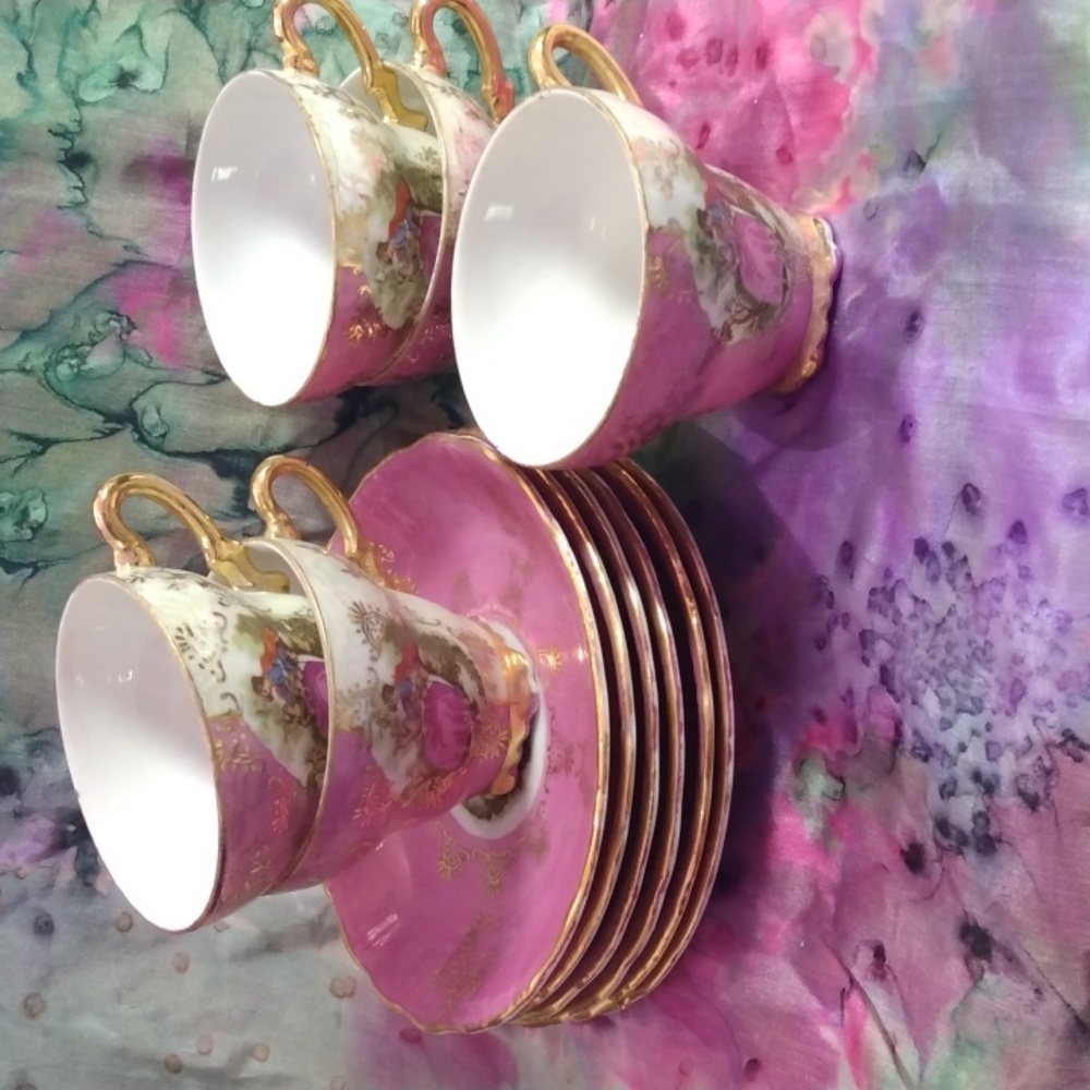 P so the five cups six saucers Venetian design demitass cups